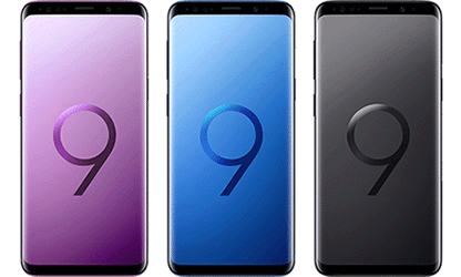 Samsung Galaxy S9 - Violet, Bleu Corail et Noir Carbone
